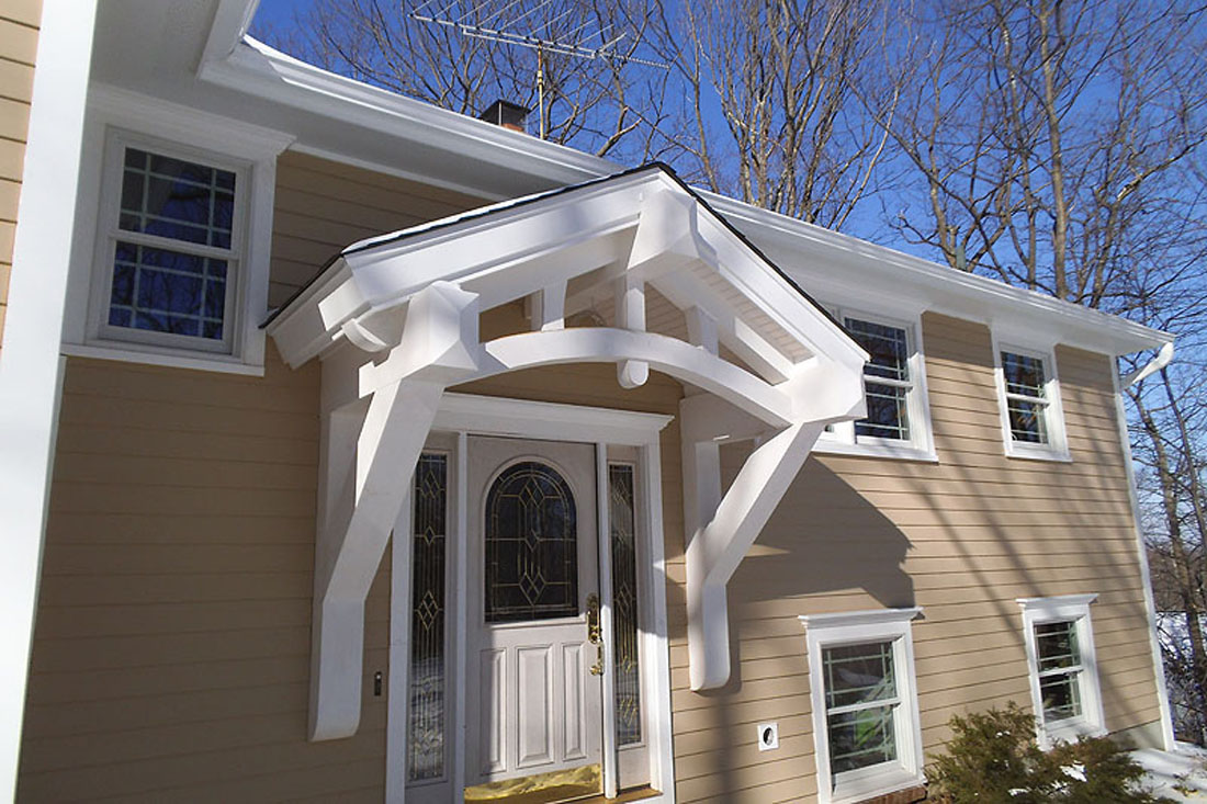 Timberframe front Entrance & Hardy Siding with 3D Project Rendering.